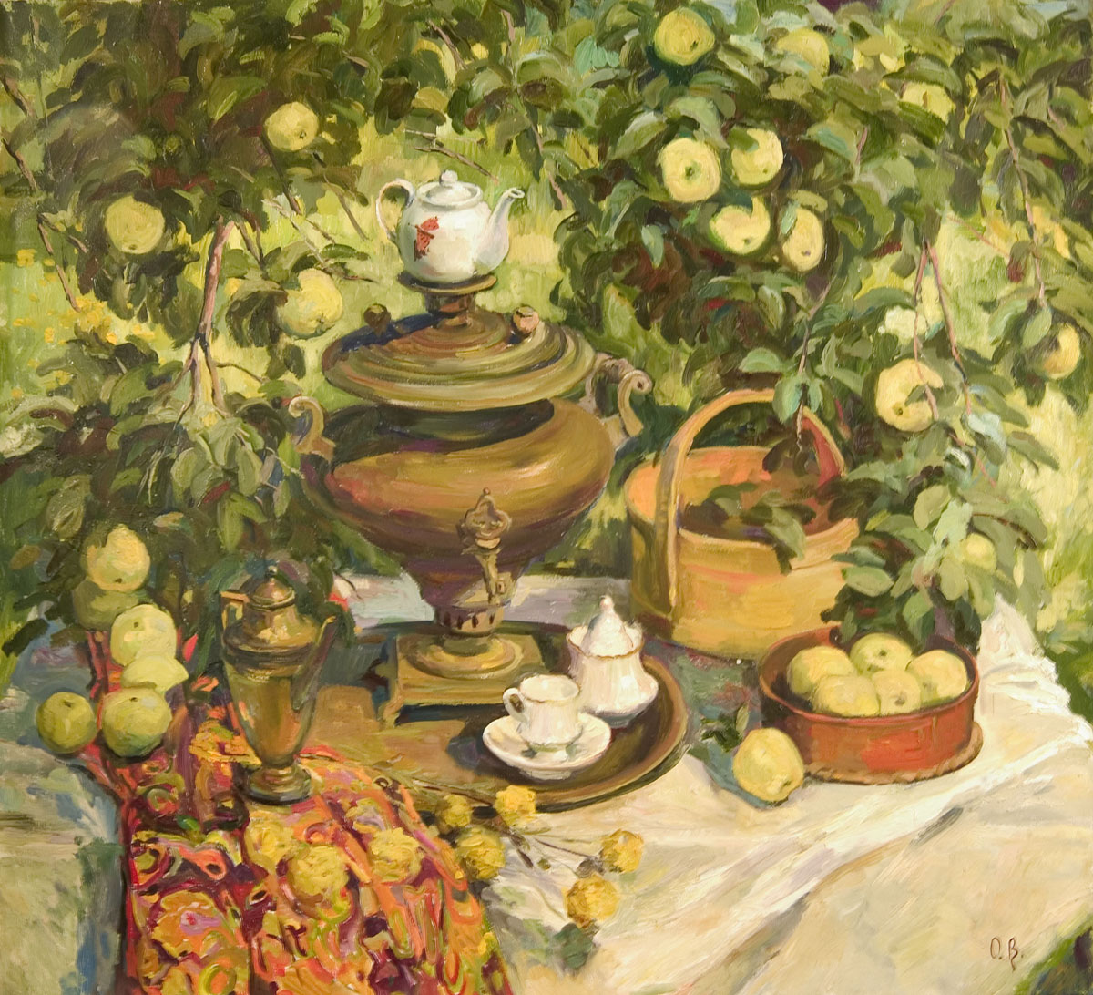 Tea Time in my Garden by  Olga Belakovskaya