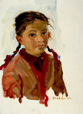 Study of a Girl with Braids by Olga Ludevig