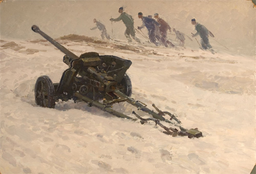 Skiers and Artillary by Poiter Maltsev