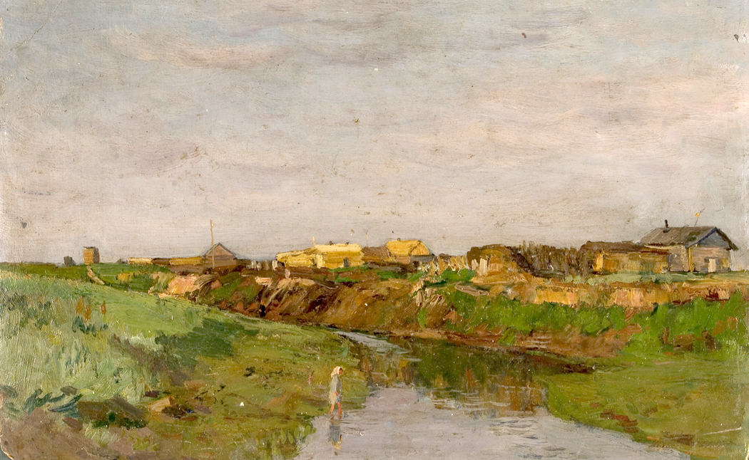 Old Village Lower Sutka in the Altai Region by Vasili K. Nechitalio