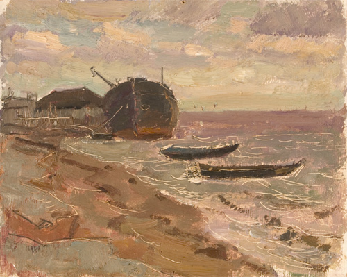 Old Barge, Avzovski Shore by Valeri B. Skuridin