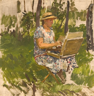 Olga Painting in the Forest by Yuri Kugach