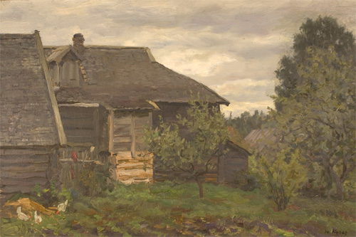 In the Yard, Grey Day by Yuri Kugach