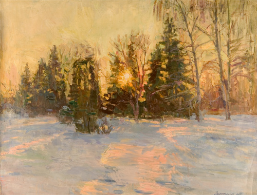 Sunny Evening in Winter by Ivan Zolotuhin