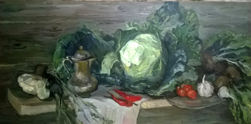 Still Life with Cabbage by  Olga Belakovskaya