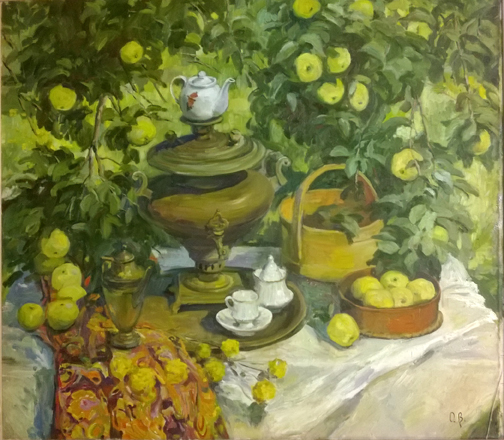 Tea Time in My Garden by  Olga Belakovskaya